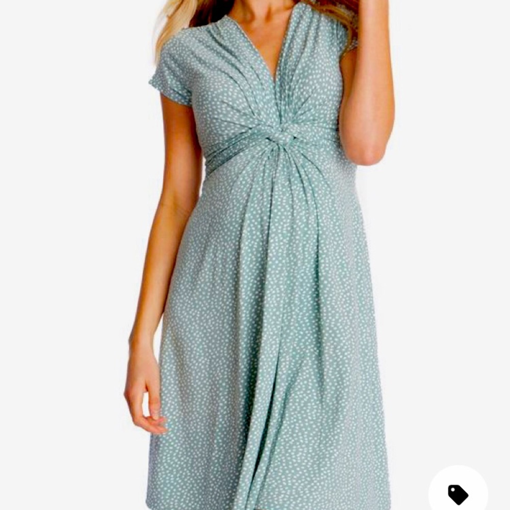 Seraphine Sage Dot Maternity Dress Size 6